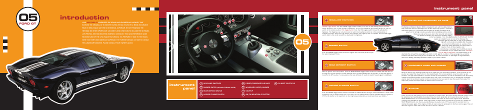 Introduction, Instrument panel, Ford gt | FORD 2005 Ford GT User Manual | Page 2 / 2