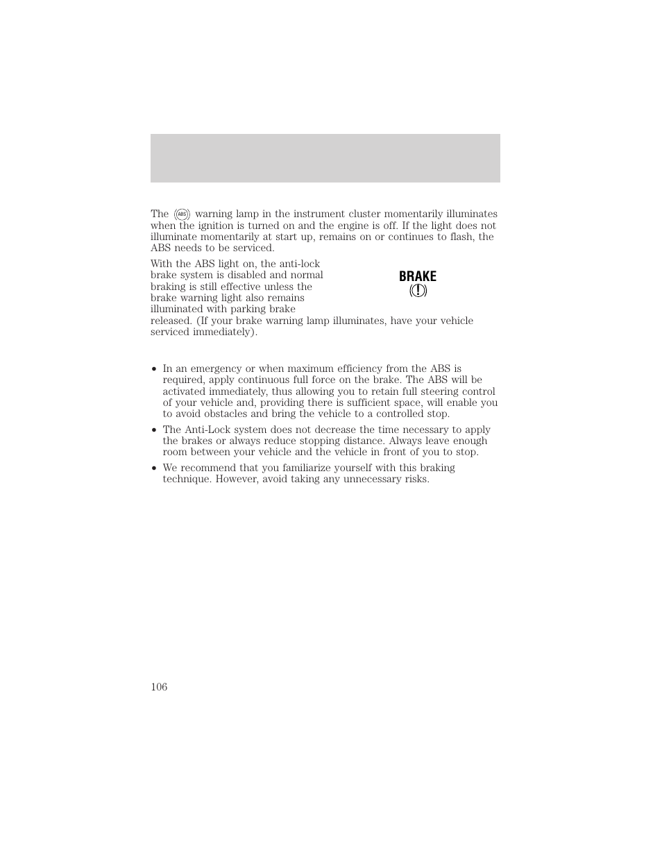 Driving, Brake | FORD 1998 Expedition User Manual | Page 106 / 216