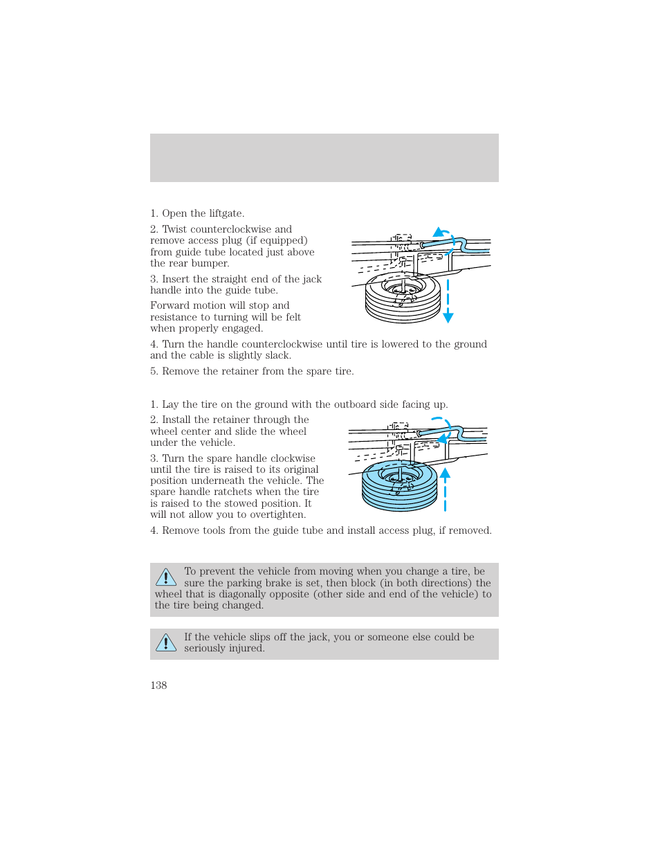 Roadside emergencies | FORD 1998 Expedition User Manual | Page 138 / 216