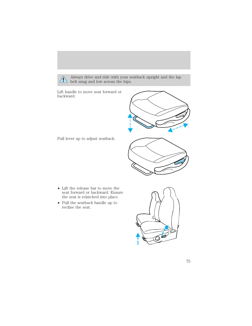 Seating and safety restraints | FORD 1998 Expedition User Manual | Page 75 / 216
