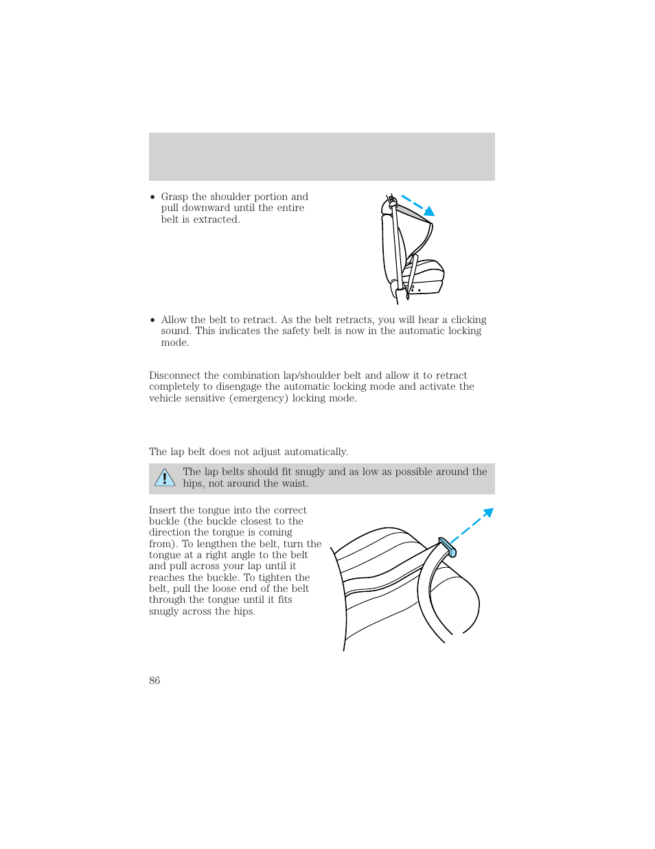 Seating and safety restraints | FORD 1998 Expedition User Manual | Page 86 / 216