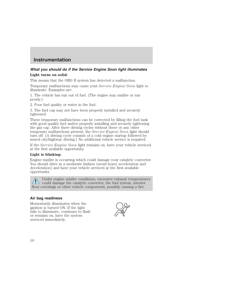 Instrumentation | FORD 1999 F-350 User Manual | Page 10 / 248
