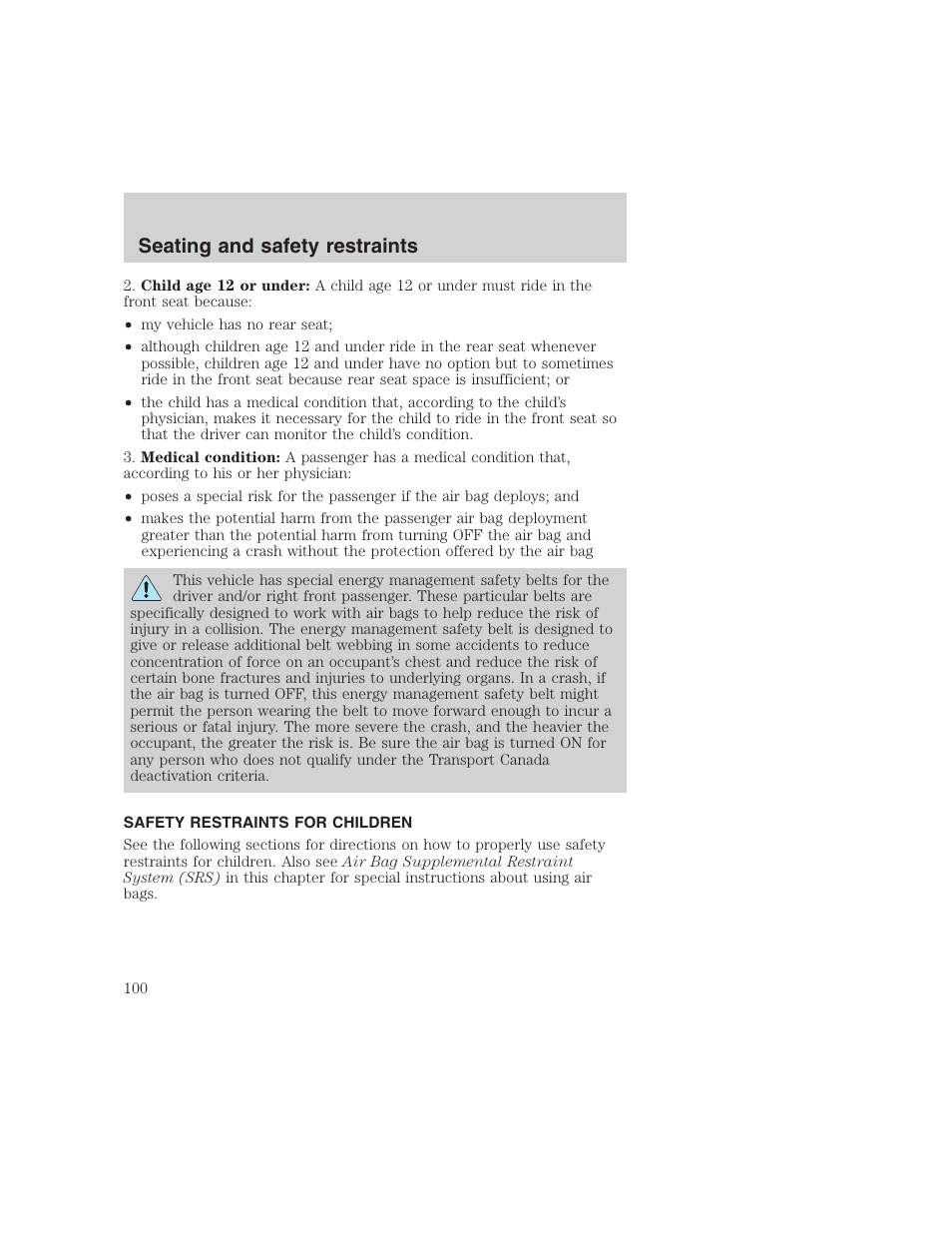 Seating and safety restraints | FORD 1999 F-350 User Manual | Page 100 / 248