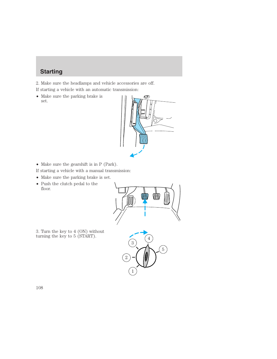 Starting | FORD 1999 F-350 User Manual | Page 108 / 248