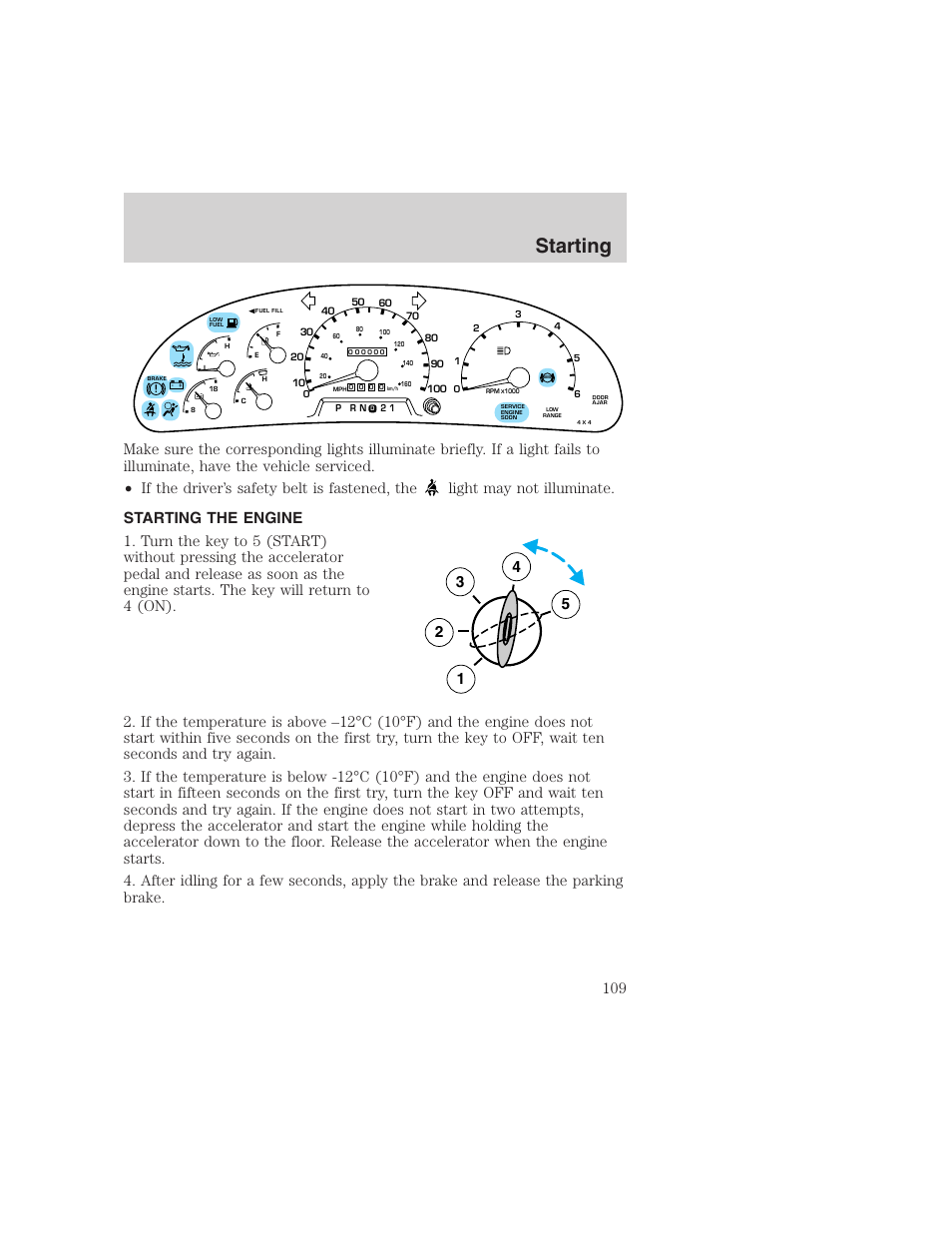 Starting | FORD 1999 F-350 User Manual | Page 109 / 248