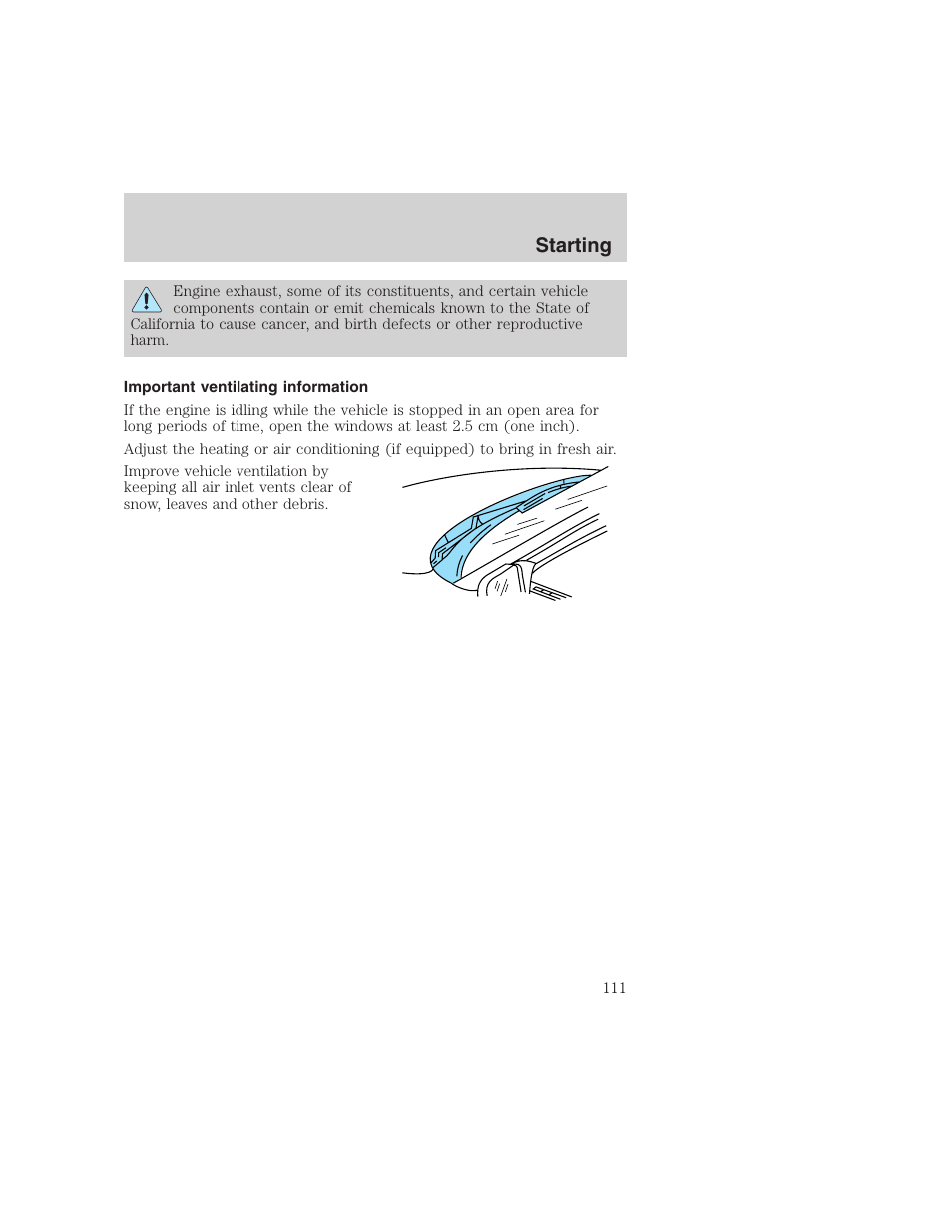 Starting | FORD 1999 F-350 User Manual | Page 111 / 248