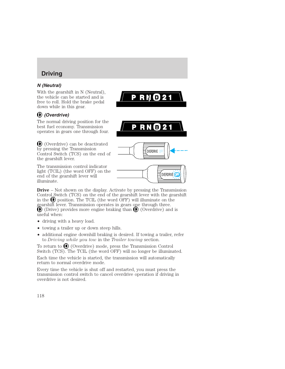 Driving | FORD 1999 F-350 User Manual | Page 118 / 248