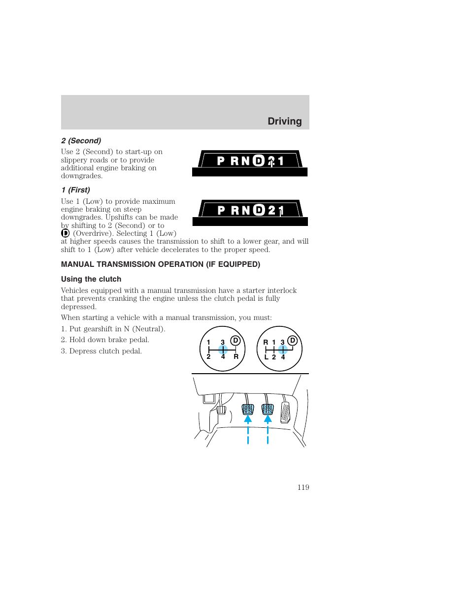 Driving | FORD 1999 F-350 User Manual | Page 119 / 248