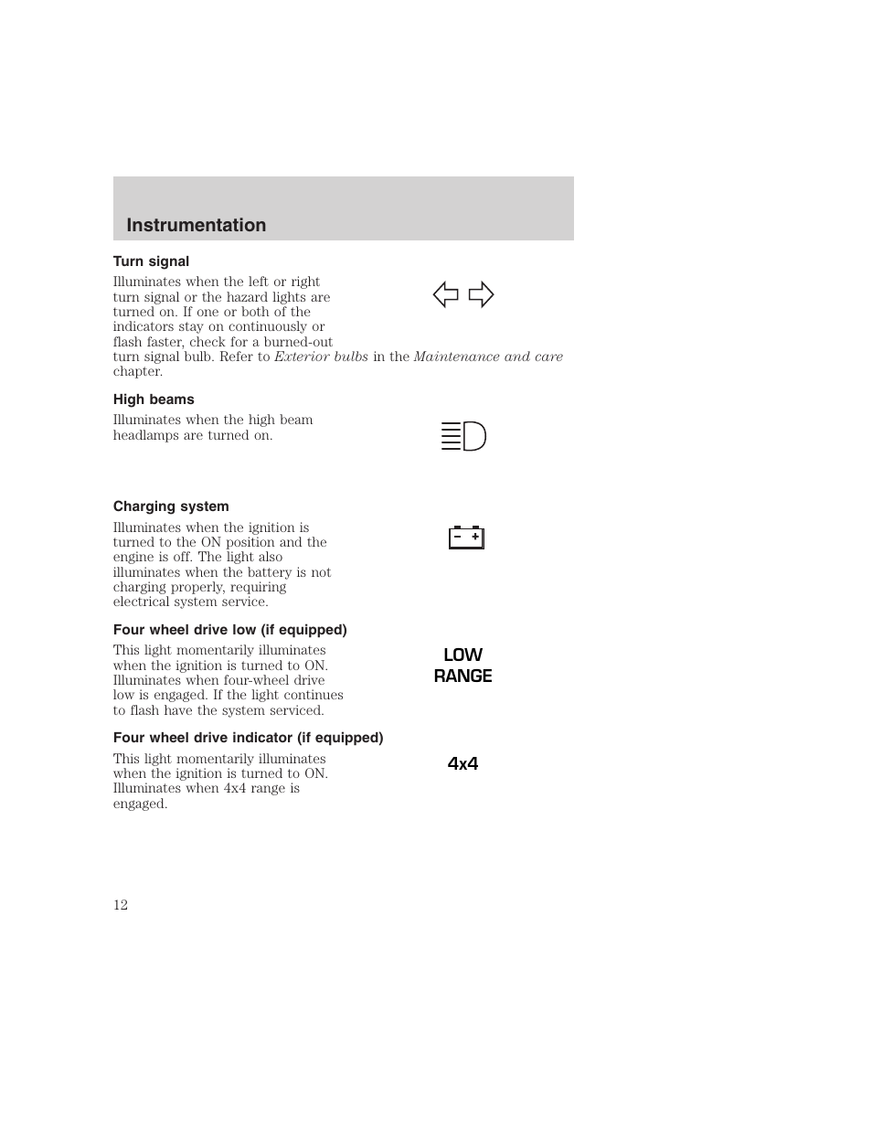 Instrumentation | FORD 1999 F-350 User Manual | Page 12 / 248