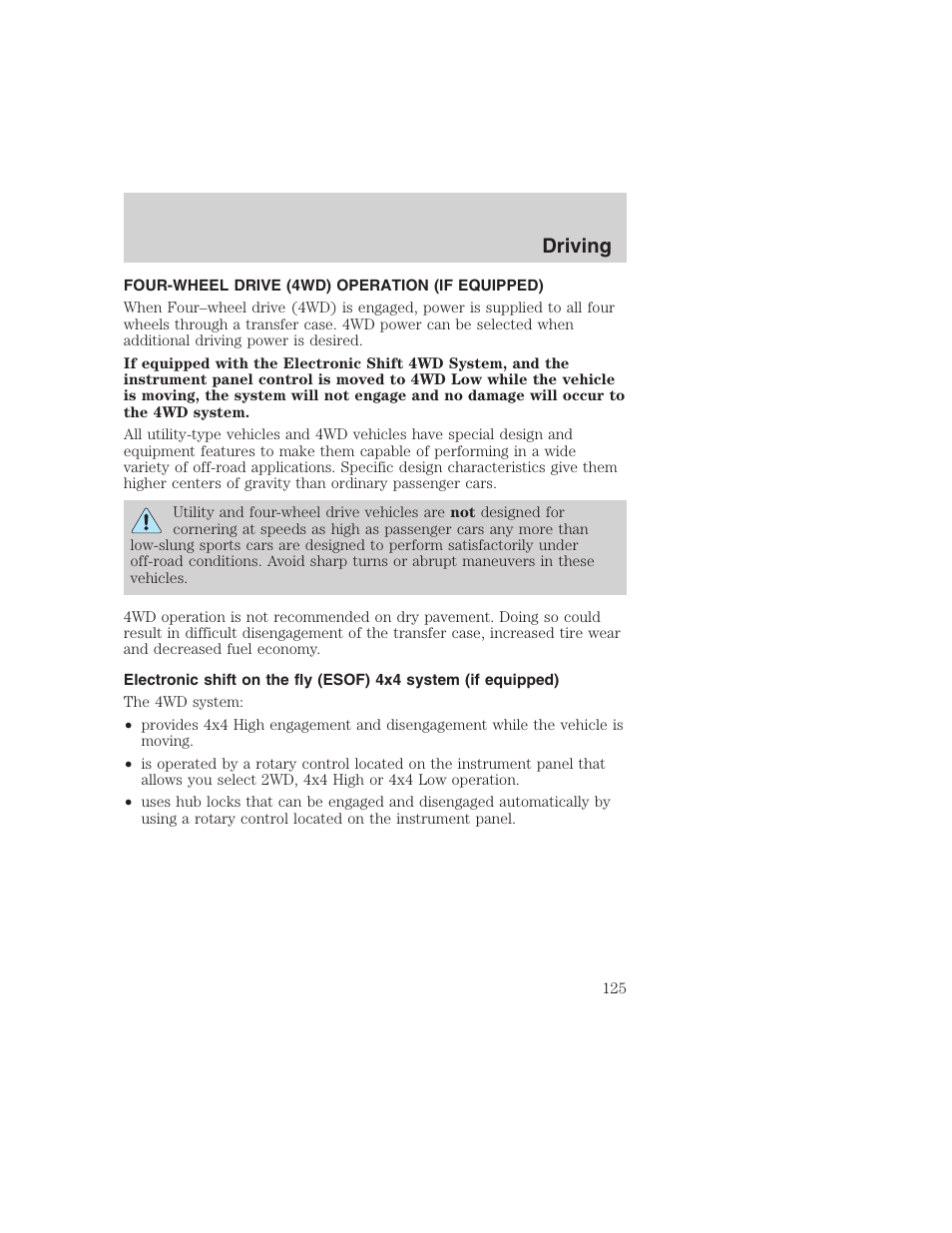 Driving | FORD 1999 F-350 User Manual | Page 125 / 248