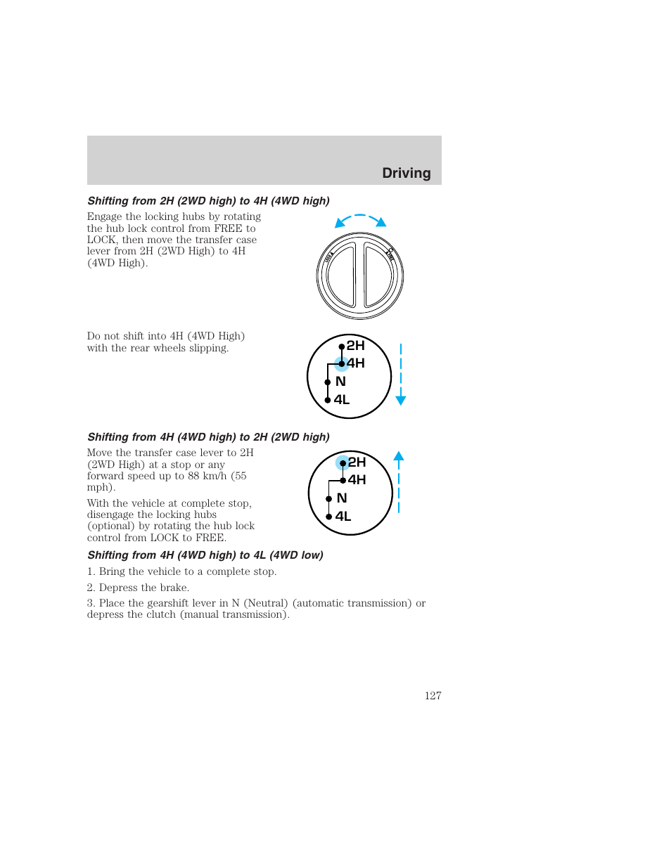 Driving | FORD 1999 F-350 User Manual | Page 127 / 248