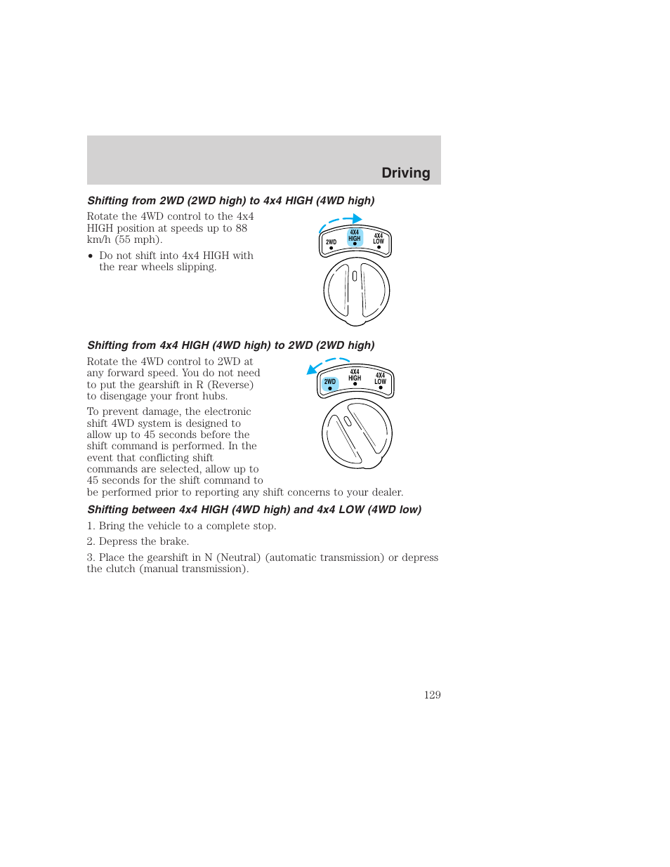 Driving | FORD 1999 F-350 User Manual | Page 129 / 248