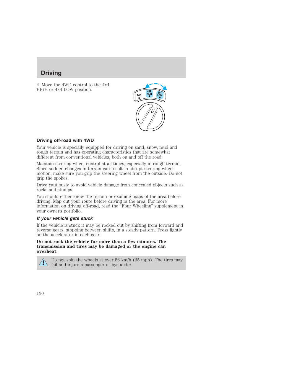 Driving | FORD 1999 F-350 User Manual | Page 130 / 248