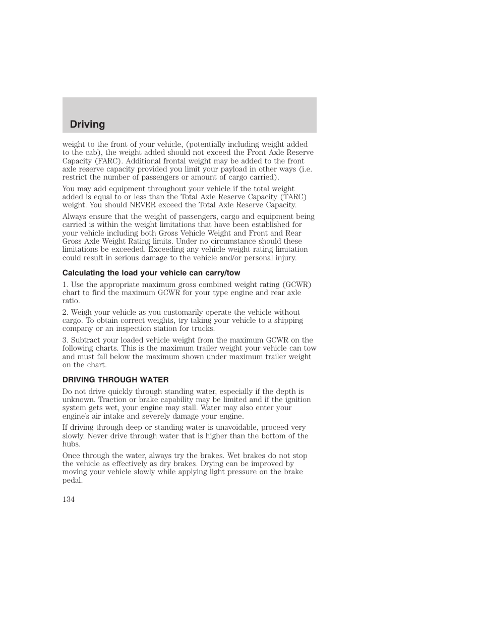 Driving | FORD 1999 F-350 User Manual | Page 134 / 248