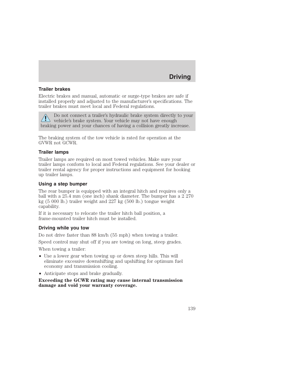 Driving | FORD 1999 F-350 User Manual | Page 139 / 248