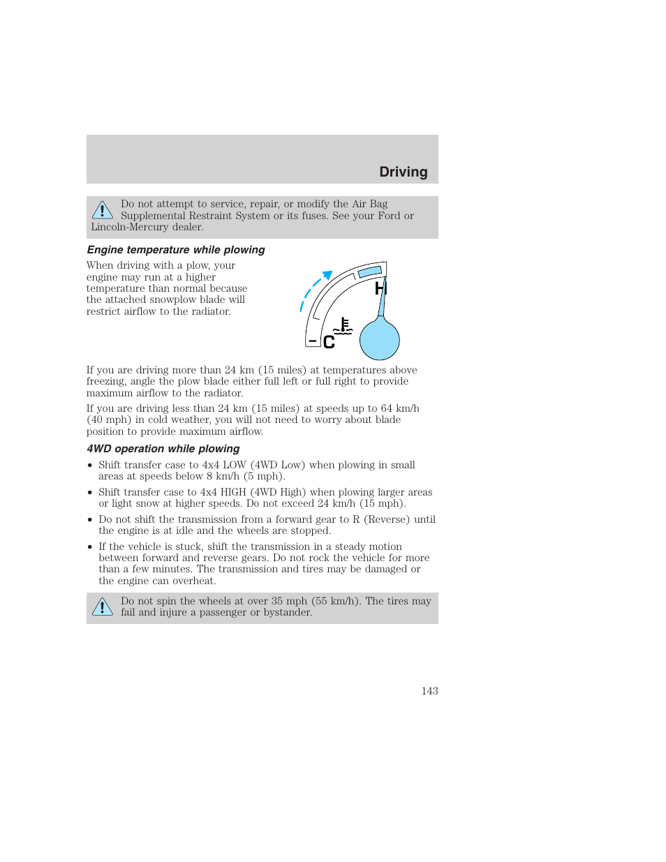 Driving | FORD 1999 F-350 User Manual | Page 143 / 248