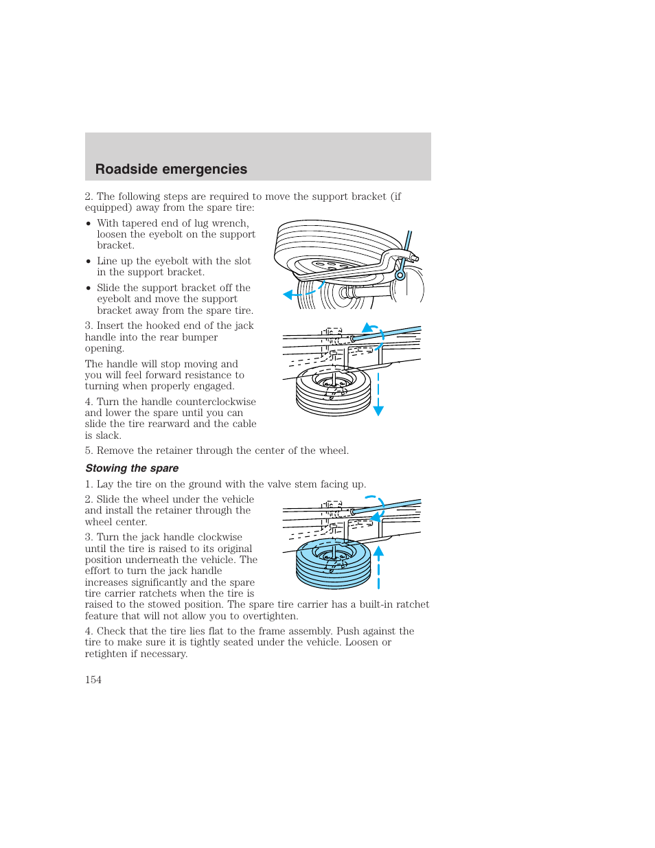 Roadside emergencies | FORD 1999 F-350 User Manual | Page 154 / 248