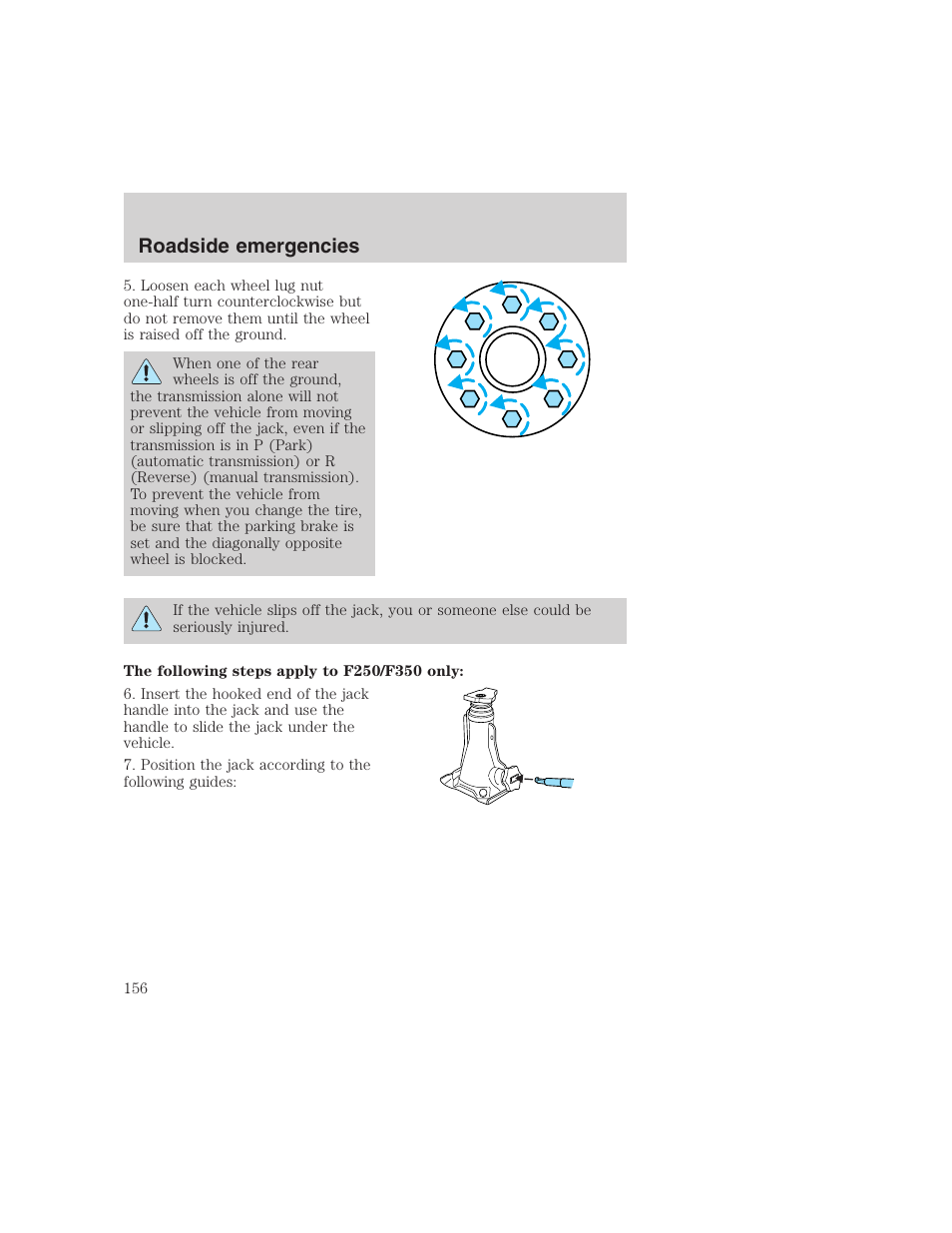 Roadside emergencies | FORD 1999 F-350 User Manual | Page 156 / 248