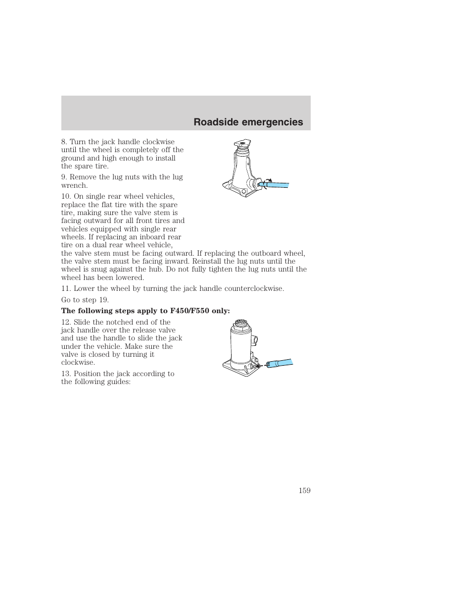 Roadside emergencies | FORD 1999 F-350 User Manual | Page 159 / 248