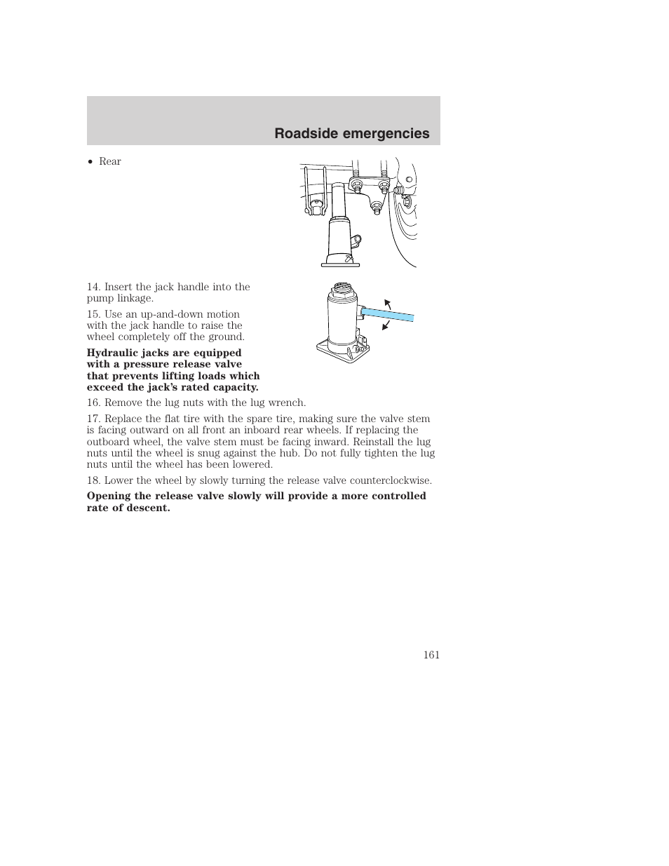 Roadside emergencies | FORD 1999 F-350 User Manual | Page 161 / 248