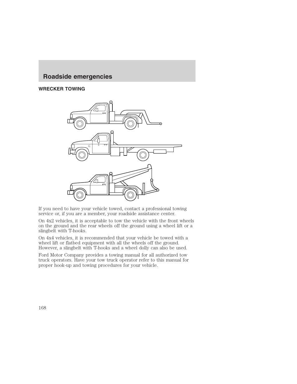 Roadside emergencies | FORD 1999 F-350 User Manual | Page 168 / 248