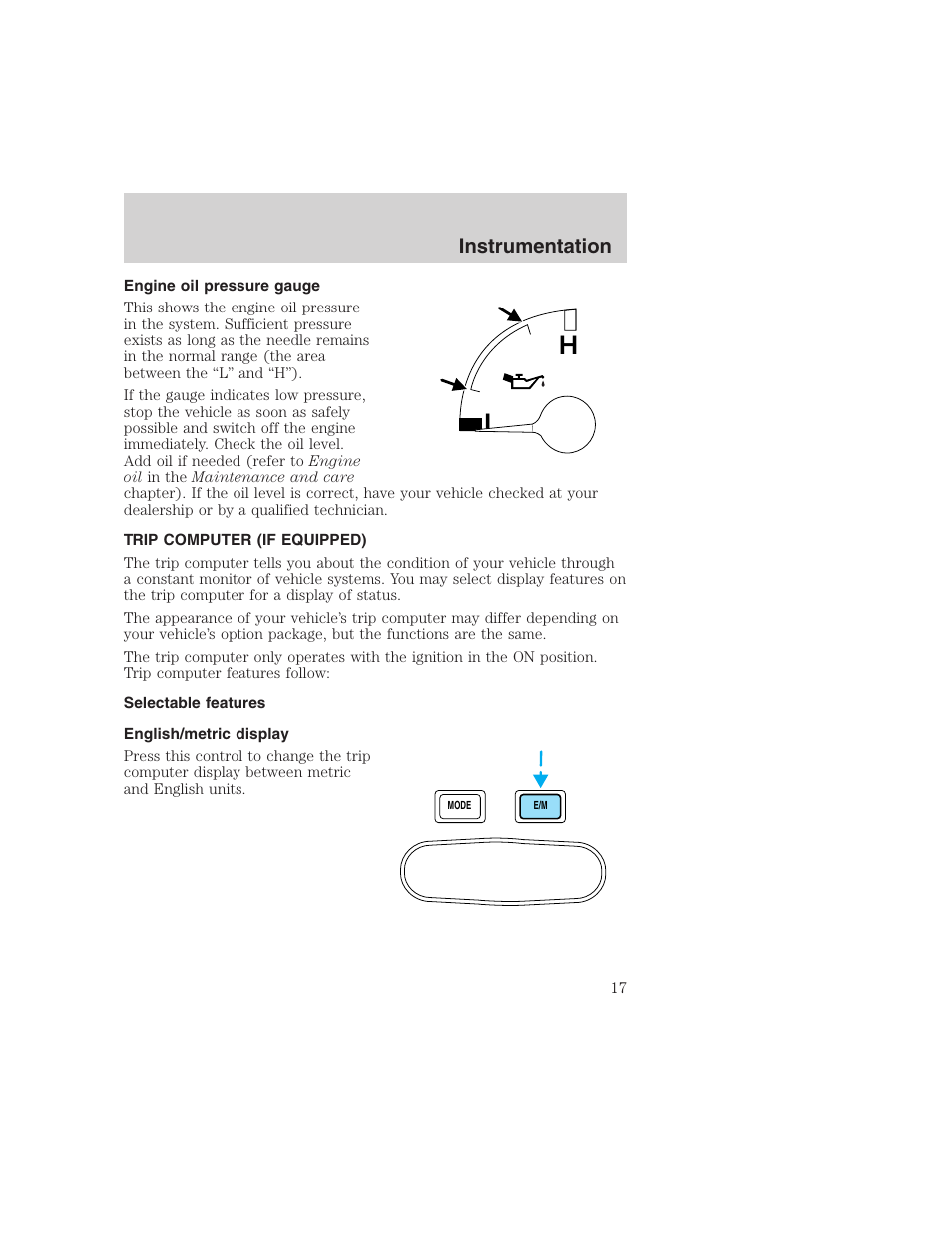 Instrumentation | FORD 1999 F-350 User Manual | Page 17 / 248