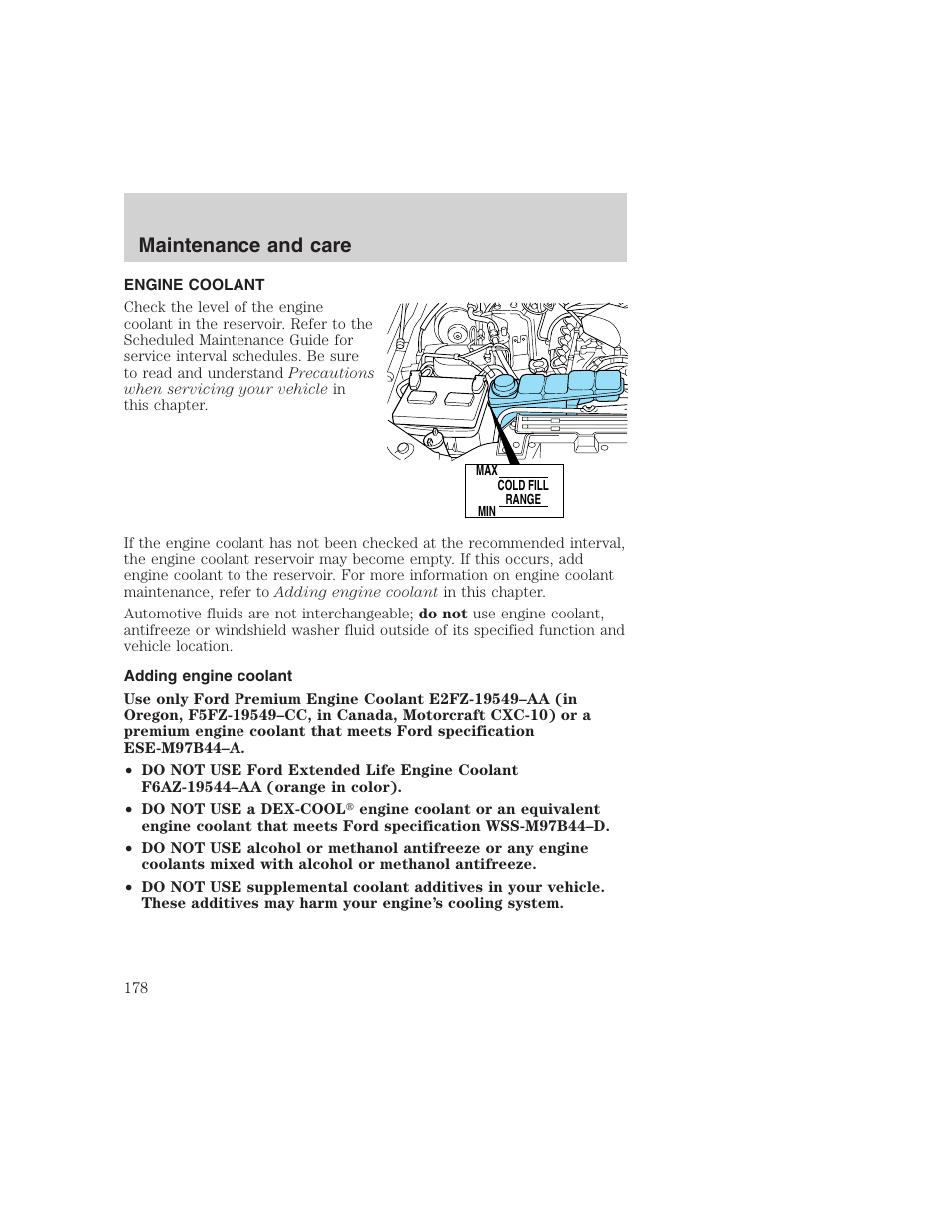 Maintenance and care | FORD 1999 F-350 User Manual | Page 178 / 248