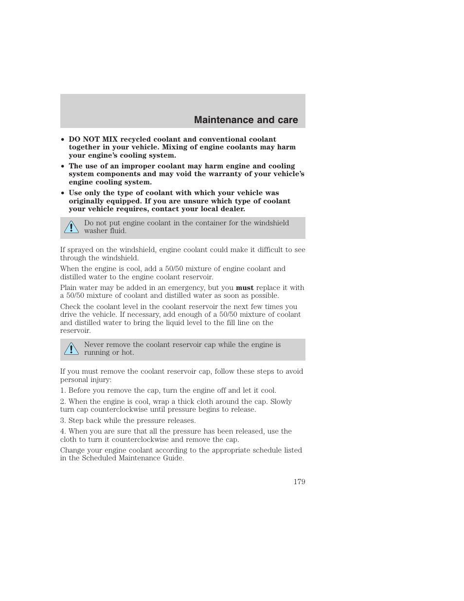 Maintenance and care | FORD 1999 F-350 User Manual | Page 179 / 248