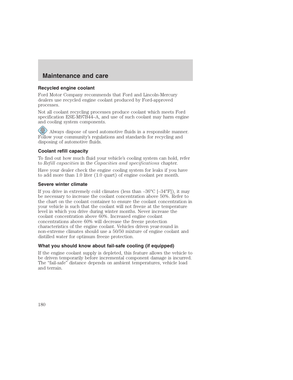 Maintenance and care | FORD 1999 F-350 User Manual | Page 180 / 248
