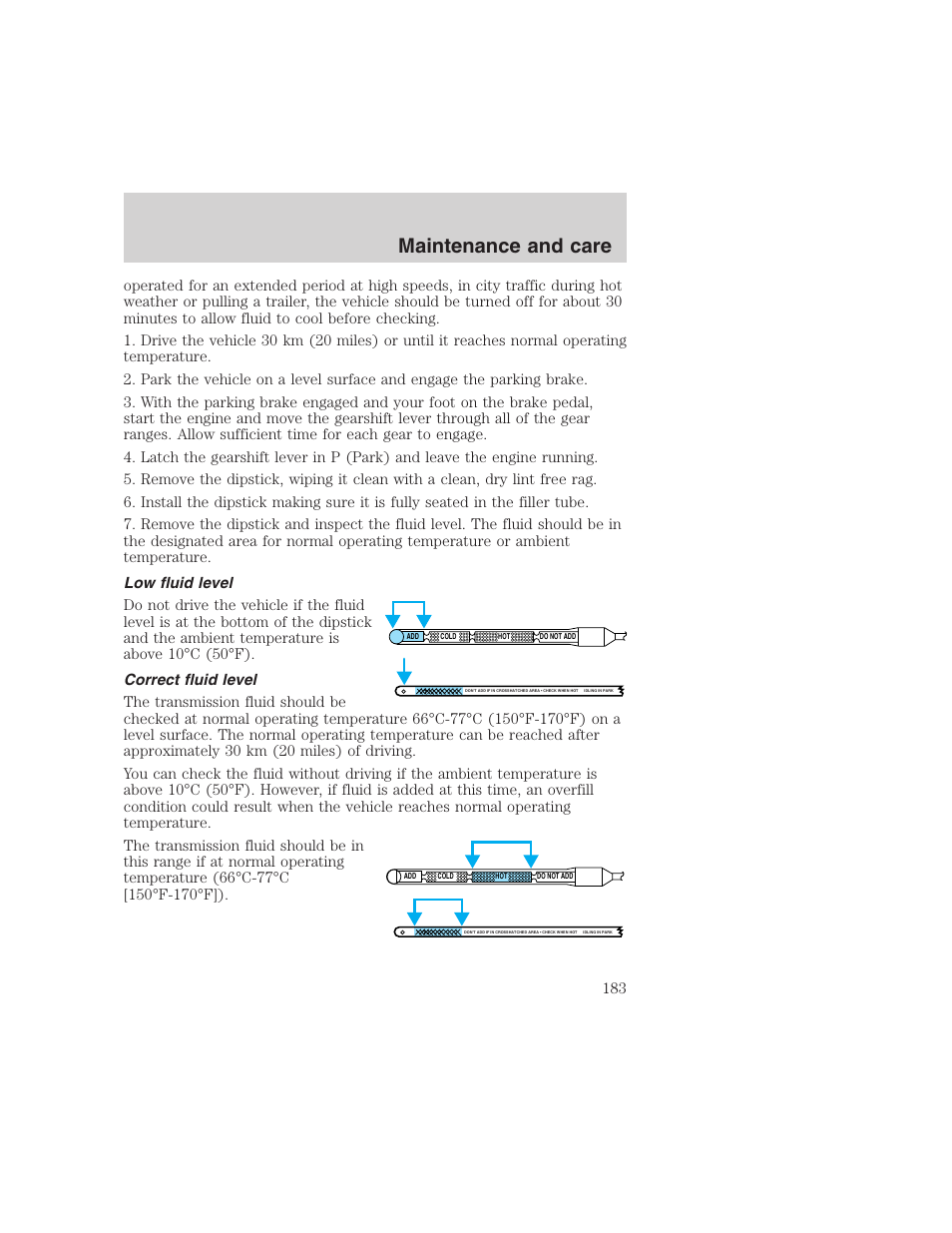 Maintenance and care | FORD 1999 F-350 User Manual | Page 183 / 248