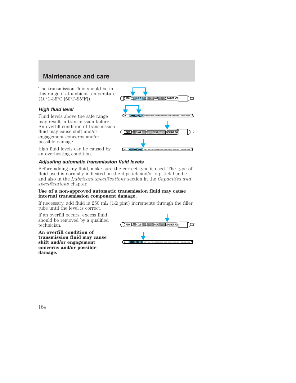 Maintenance and care | FORD 1999 F-350 User Manual | Page 184 / 248