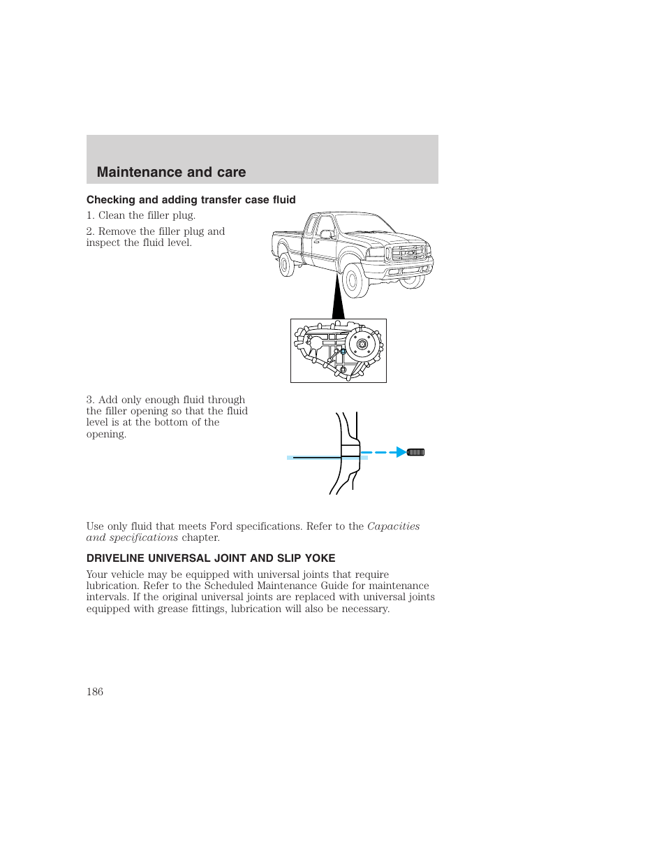 Maintenance and care | FORD 1999 F-350 User Manual | Page 186 / 248