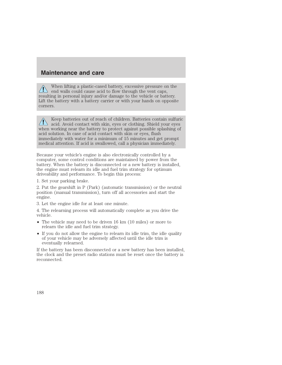 Maintenance and care | FORD 1999 F-350 User Manual | Page 188 / 248