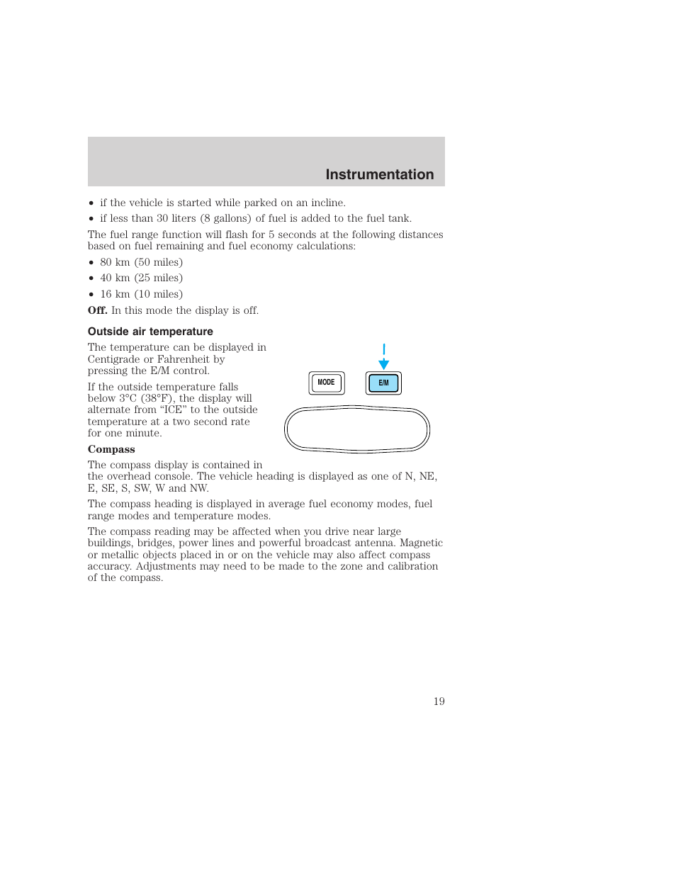 Instrumentation | FORD 1999 F-350 User Manual | Page 19 / 248