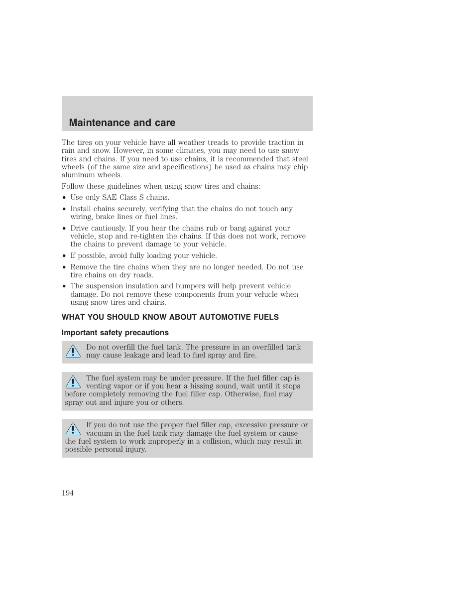 Maintenance and care | FORD 1999 F-350 User Manual | Page 194 / 248