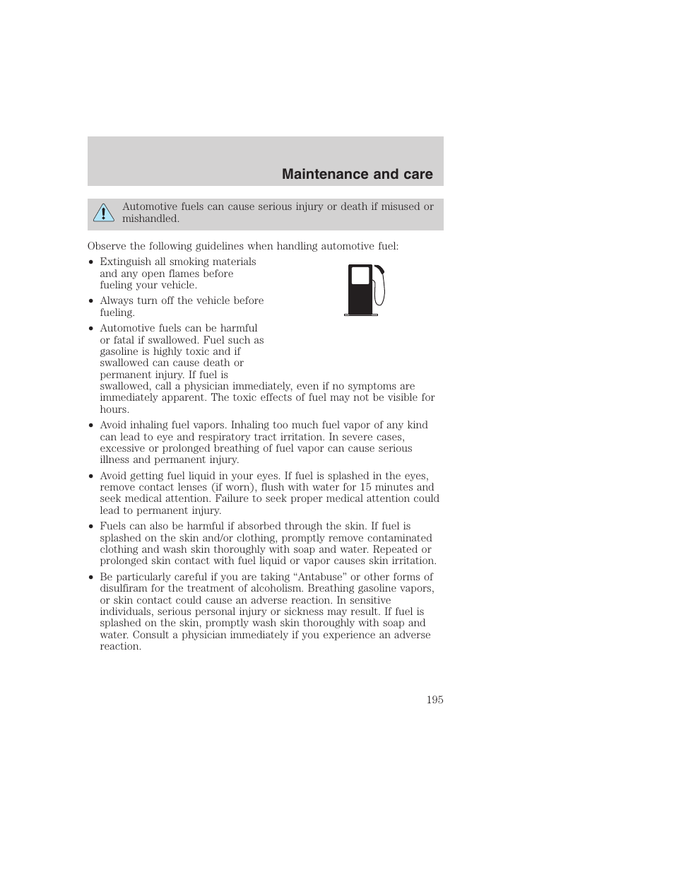 Maintenance and care | FORD 1999 F-350 User Manual | Page 195 / 248