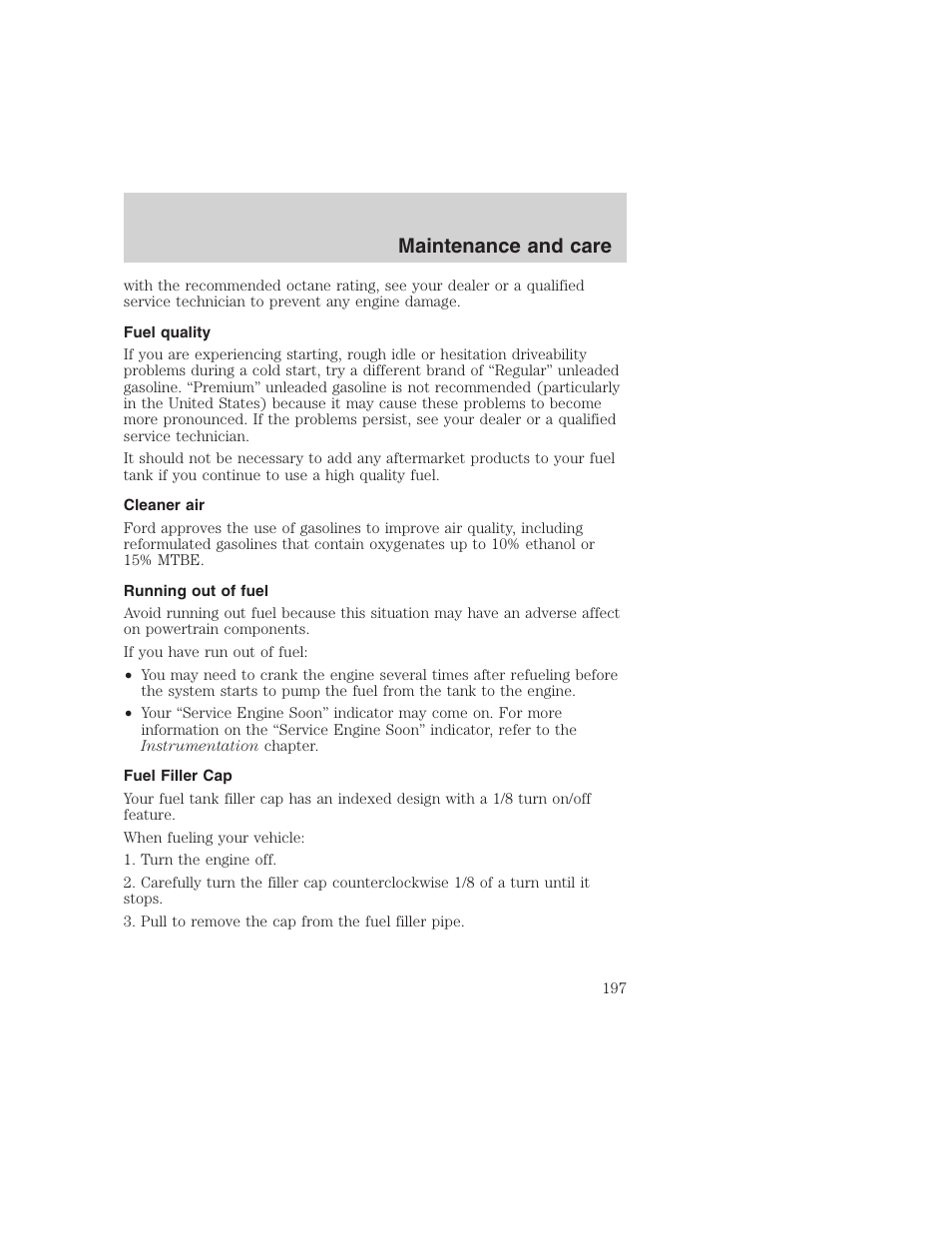 Maintenance and care | FORD 1999 F-350 User Manual | Page 197 / 248