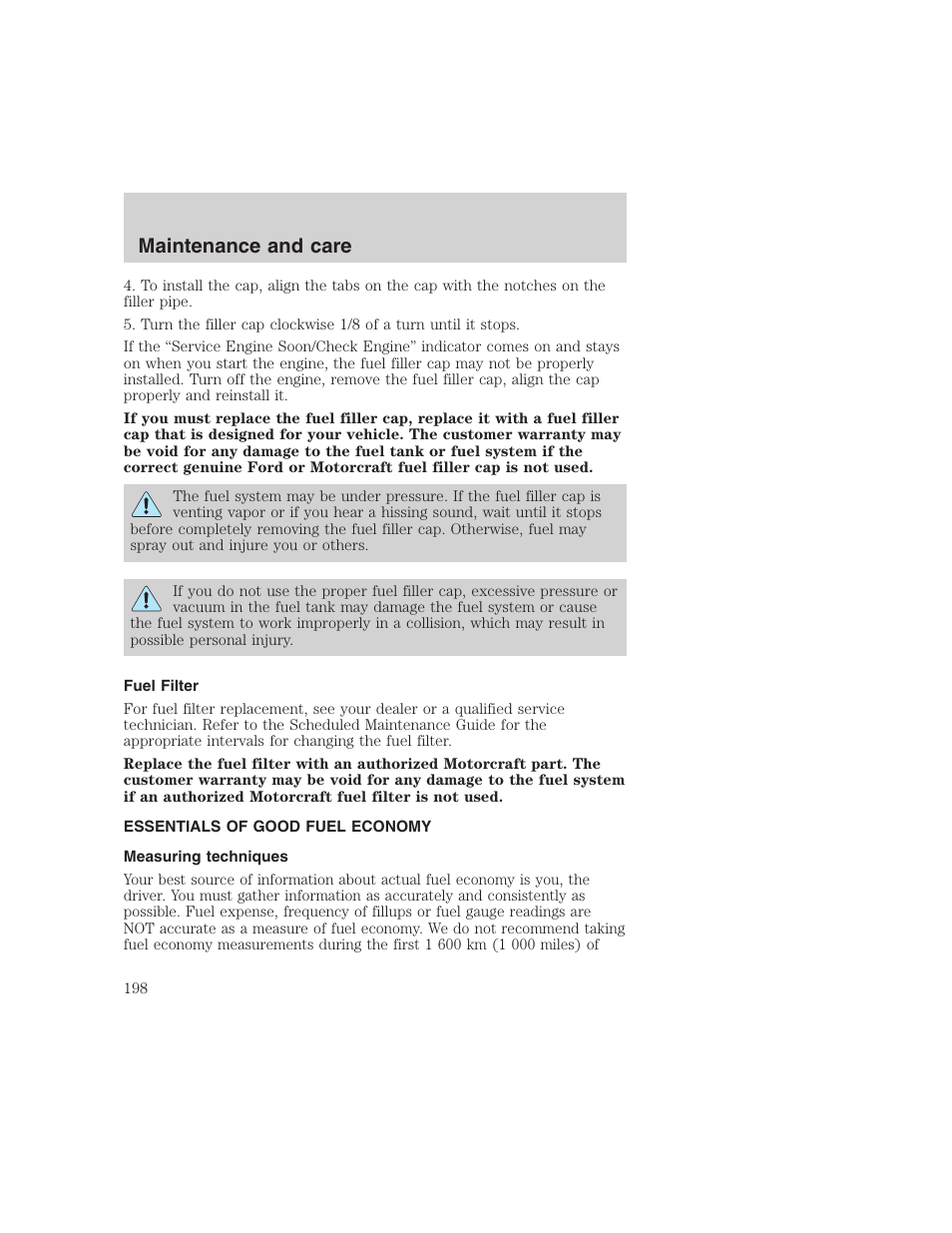 Maintenance and care | FORD 1999 F-350 User Manual | Page 198 / 248