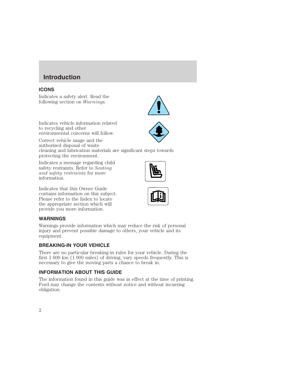 Introduction | FORD 1999 F-350 User Manual | Page 2 / 248