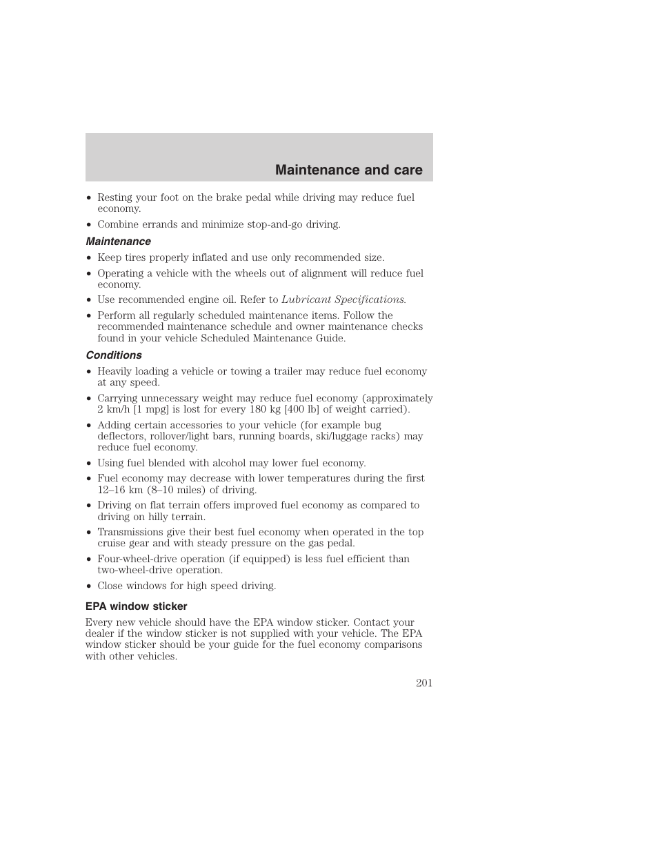 Maintenance and care | FORD 1999 F-350 User Manual | Page 201 / 248