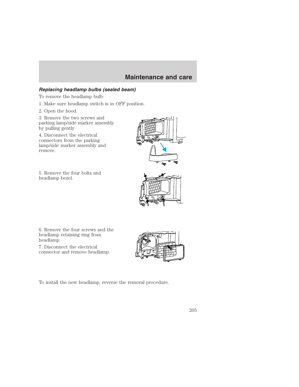 Maintenance and care | FORD 1999 F-350 User Manual | Page 205 / 248