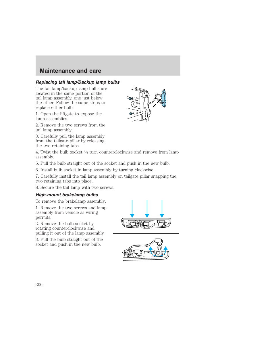 Maintenance and care | FORD 1999 F-350 User Manual | Page 206 / 248