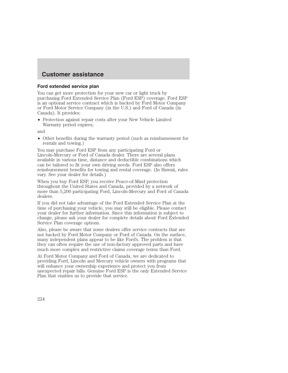 Customer assistance | FORD 1999 F-350 User Manual | Page 224 / 248