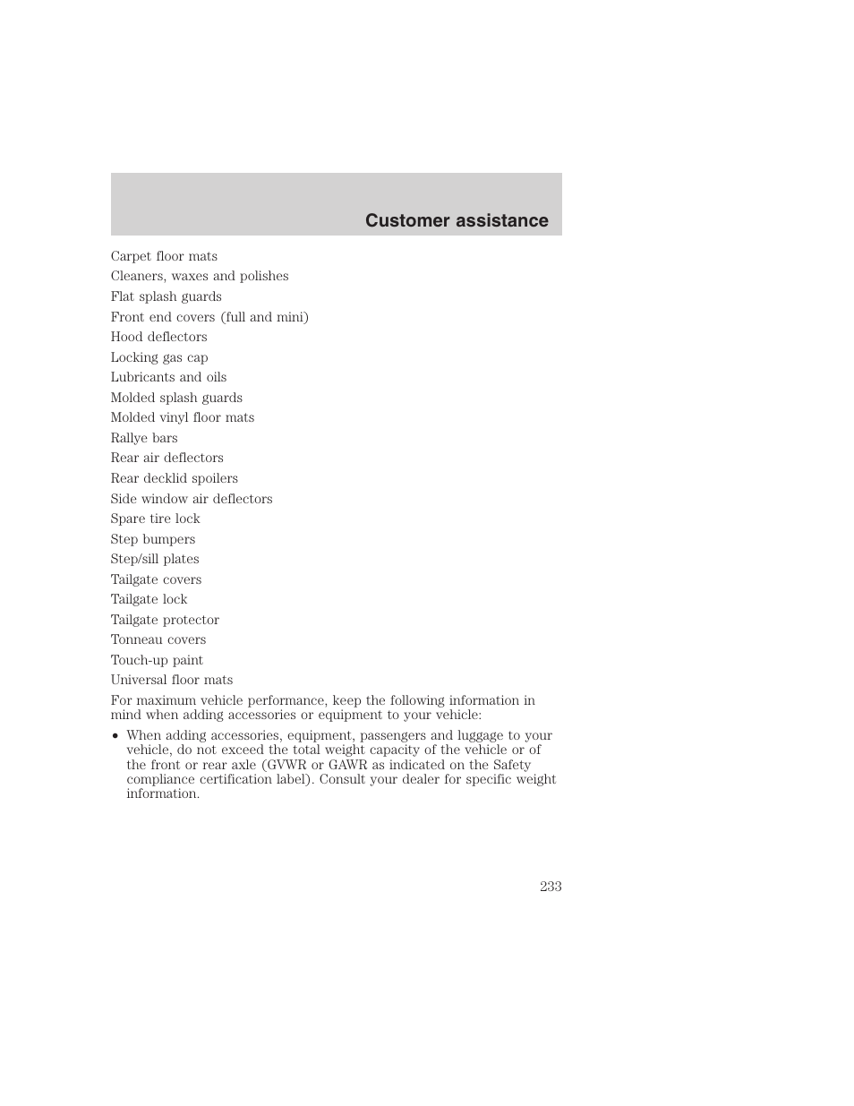 Customer assistance | FORD 1999 F-350 User Manual | Page 233 / 248