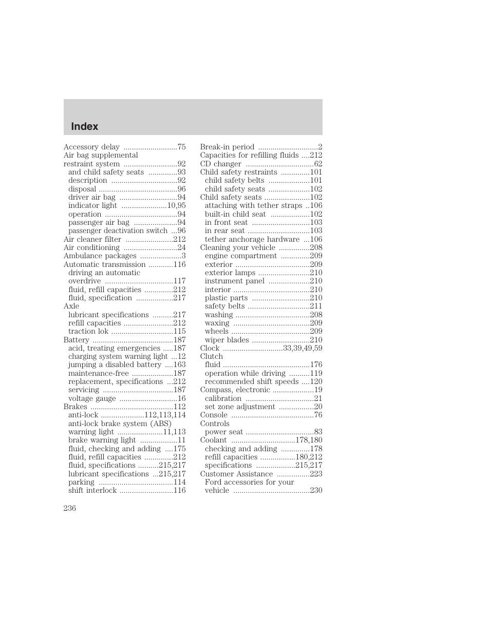 Index | FORD 1999 F-350 User Manual | Page 236 / 248