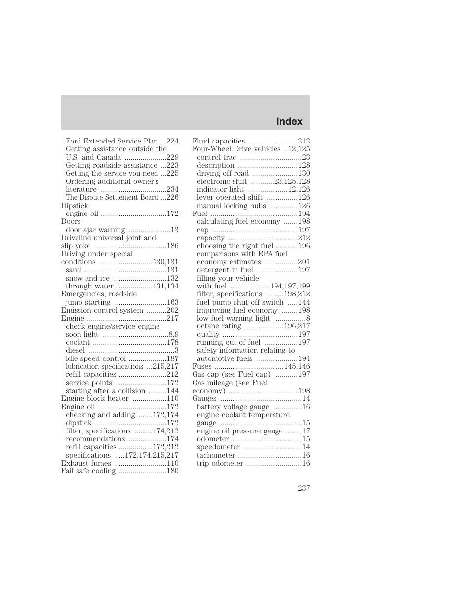 Index | FORD 1999 F-350 User Manual | Page 237 / 248