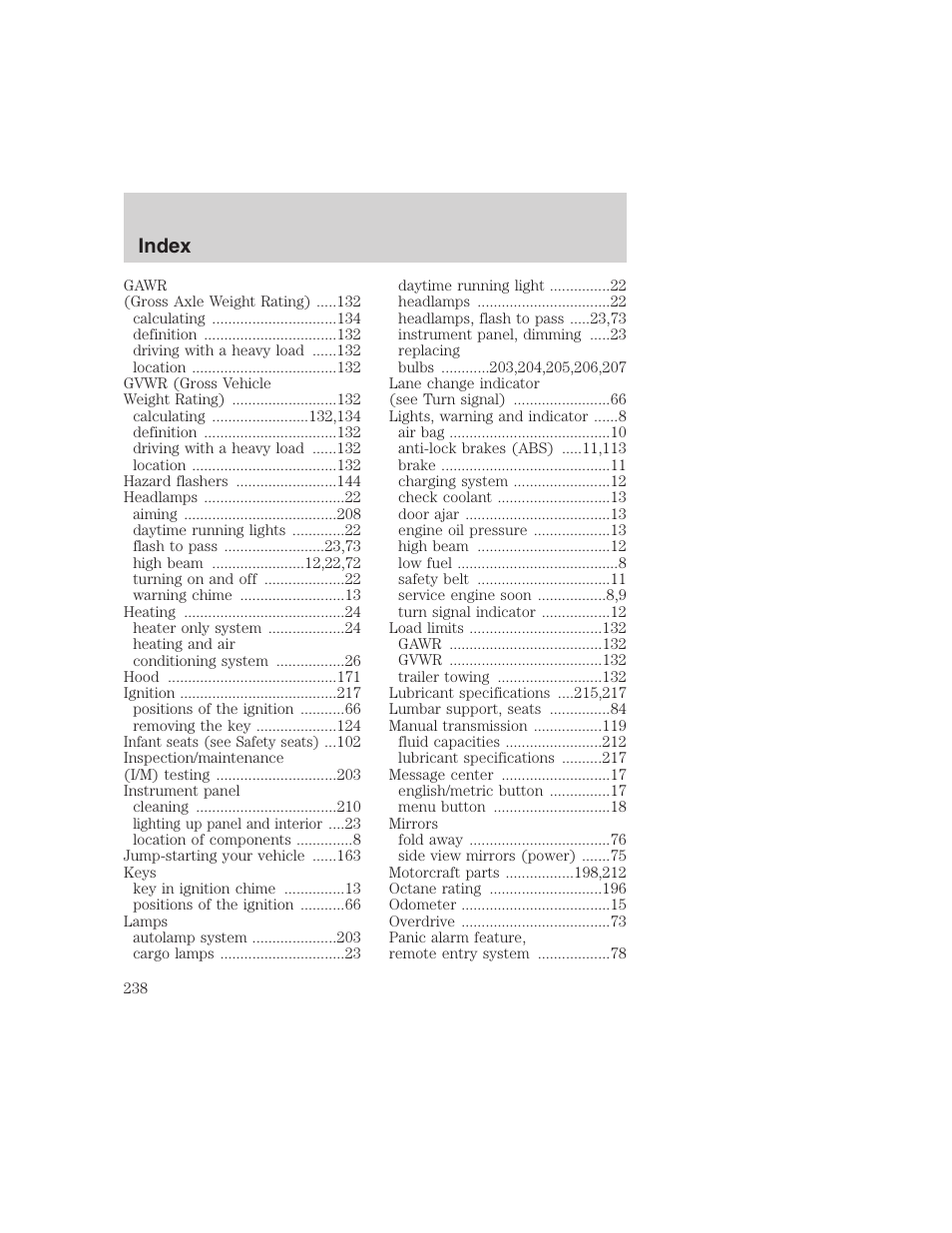 Index | FORD 1999 F-350 User Manual | Page 238 / 248