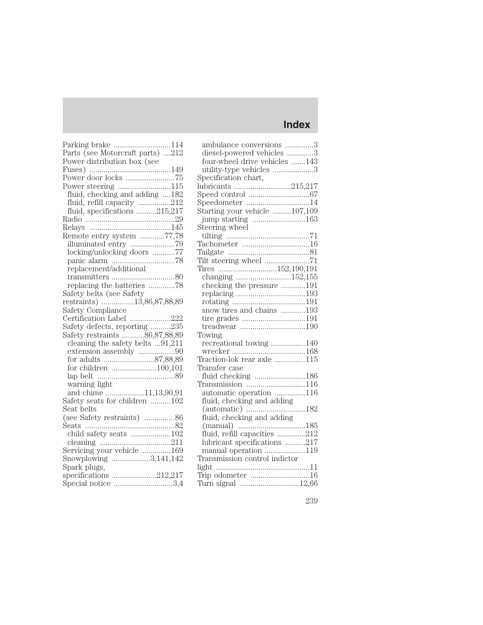 Index | FORD 1999 F-350 User Manual | Page 239 / 248