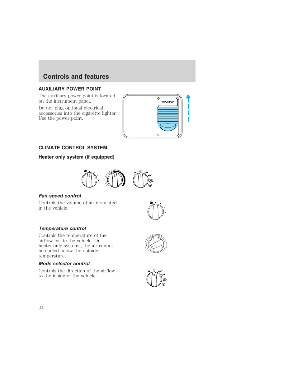 Controls and features | FORD 1999 F-350 User Manual | Page 24 / 248
