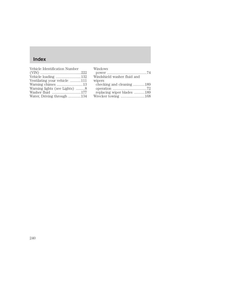 Index | FORD 1999 F-350 User Manual | Page 240 / 248